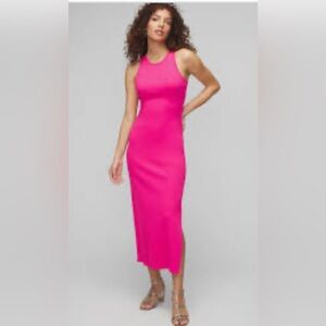 NWT - Small White House Black Market Sari Pink Maxi Forme Rib Dress